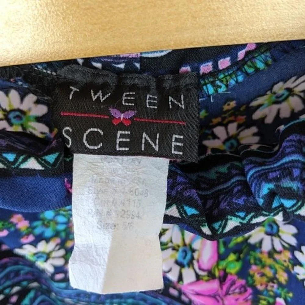 Tween Scene Blue and Pink Floral/Tribal Joggers 5/6 Girls‎